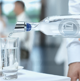 Pouring LIZ mineral water
